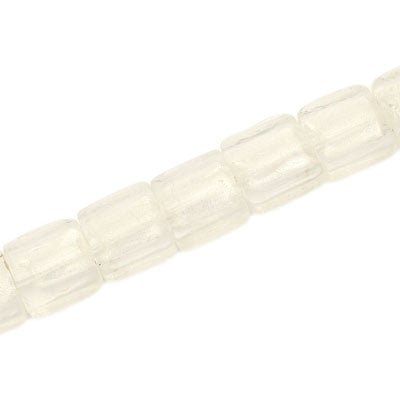 12 MM GLASS FOIL SQUARE BEADS WHITE - 22 PCS