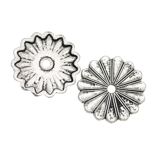 25 MM SILVER FLOWER DISC - 4 PCS