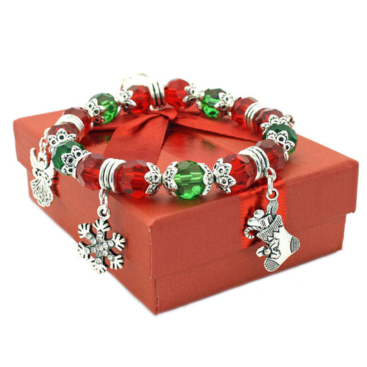 CHRISTMAS CHARM BRACELET KIT - GREEN / RED / SILVER