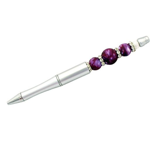 BEADABLE PEN PACK - SILVER / PURPLE