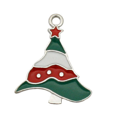 25 MM CHRISTMAS TREE SILVER / RED / GREEN / WHITE - 4 PCS