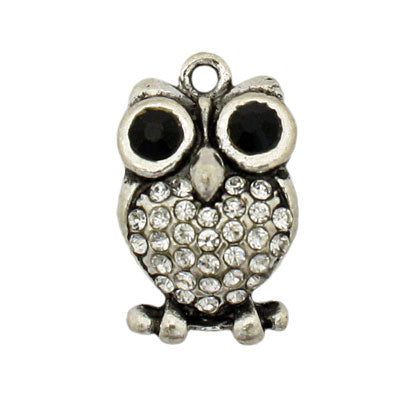 OWL CHARM 19 MM SILVER - 2 PCS