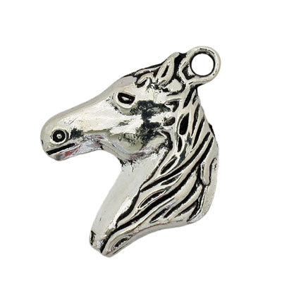 HORSE HEAD CHARM 20 MM SILVER - 10 PCS