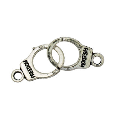 HAND CUFF CHARM 28 MM SILVER - 8 PCS