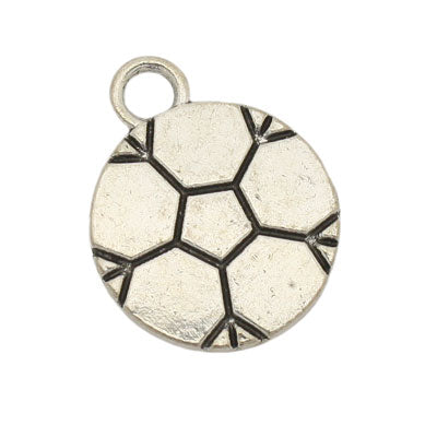 SOCCER BALL CHARM 16 MM SILVER - 12 PCS
