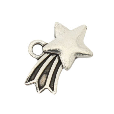 SHOOTING STAR CHARM 16 MM SILVER - 15 PCS