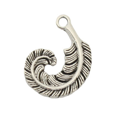 FEATHER CHARM 18 MM SILVER - 6 PCS