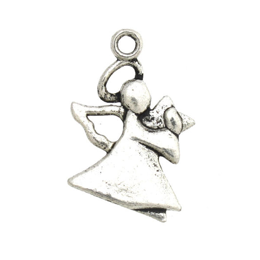 angel charm 20 mm silver - 6 pcs