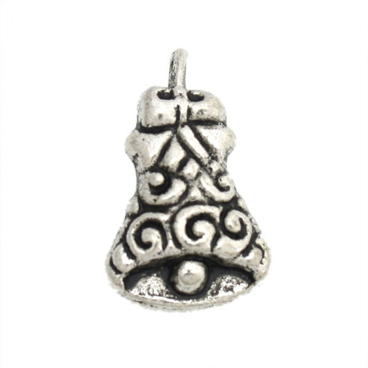 christmas bell 20 x 14 mm silver - 6 pcs