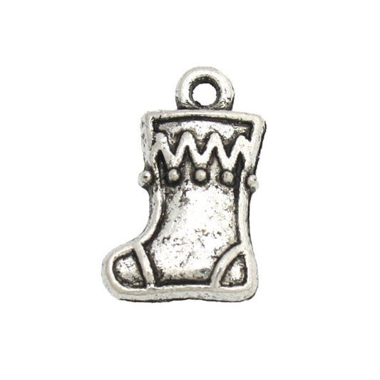 Christmas stocking 14 mm silver - 12 pcs