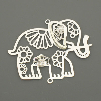 42 MM SILVER ELEPHANT CONNECTOR - 1 PCS