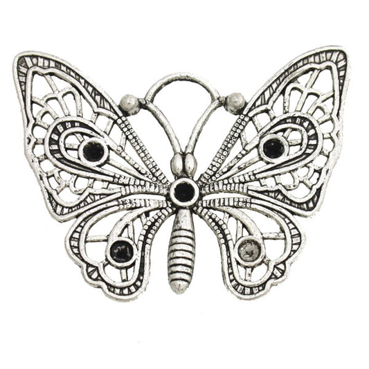 BUTTERFLY 36 X 48 MM SILVER - 2 PCS