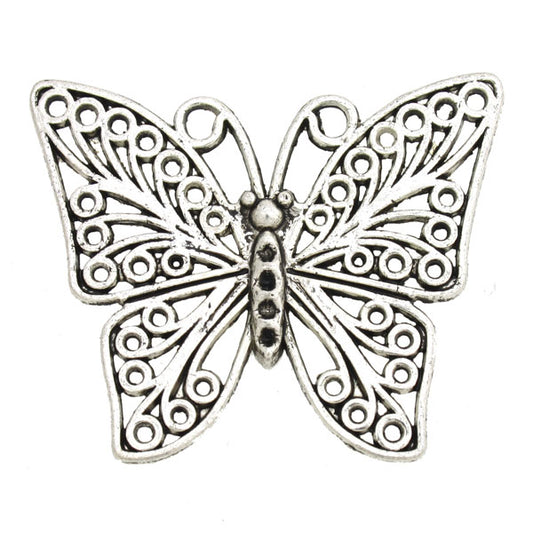 BUTTERFLY 32 X 40 MM SILVER - 3 PCS