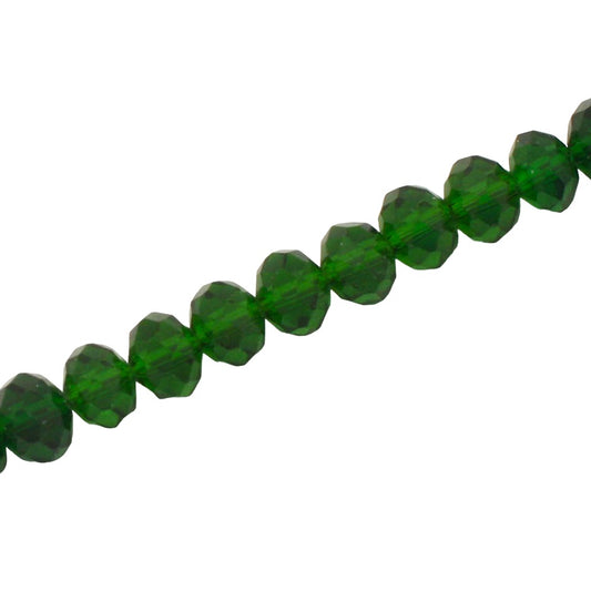 8 X 6 MM CRYSTAL RONDELLE BEADS  DARK GREEN - APPROX 72 / PCS
