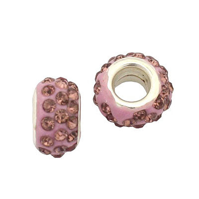 12 MM (5 MM HOLE) PLUM WITH PLUM RHINESTONES - 10 PCS