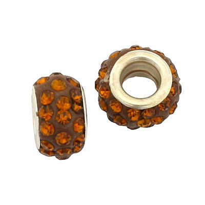 12 MM (5 MM HOLE) TOPAZ WITH TOPAZ RHINESTONES - 10 PCS