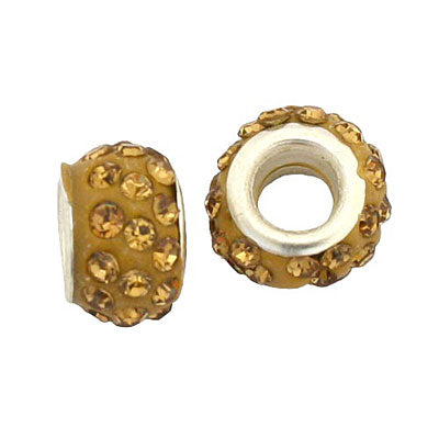12 MM (5 MM HOLE) GOLDEN SHADOW WITH GOLDEN SHADOW RHINESTONES - 10 PCS
