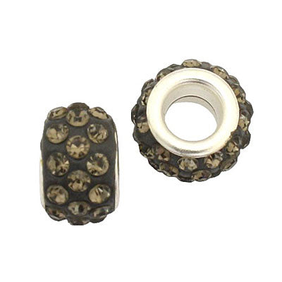 12 MM (5 MM HOLE) BLACK DIAMOND WITH BLACK DIAMOND RHINESTONES - 10 PCS