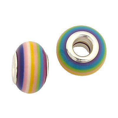 14 MM WITH (5 MM HOLE) LARGE HOLE BEADS - STRIPE MIX - 8 PCS