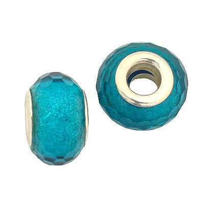 14 MM WITH (5 MM HOLE) LARGE HOLE BEADS - BRIGHT AQUA - 5 PCS