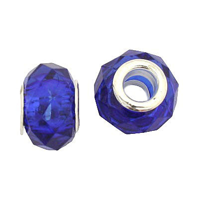 14 MM WITH (5 MM HOLE) LARGE HOLE BEADS - ROYAL BLUE - 8 PCS