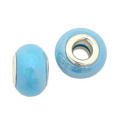 14 MM WITH (5 MM HOLE) LARGE HOLE BEADS - AQUA - 8 PCS