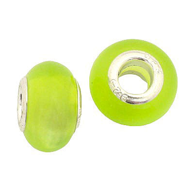 14 MM WITH (5 MM HOLE) LARGE HOLE BEADS - LIME - 8 PCS