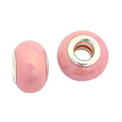 14 MM WITH (5 MM HOLE) LARGE HOLE BEADS - LIGHT PINK - 8 PCS