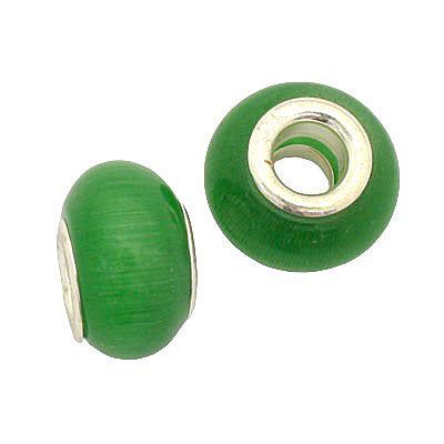 14 MM WITH (5 MM HOLE) LARGE HOLE BEADS - GREEN - 4 PCS