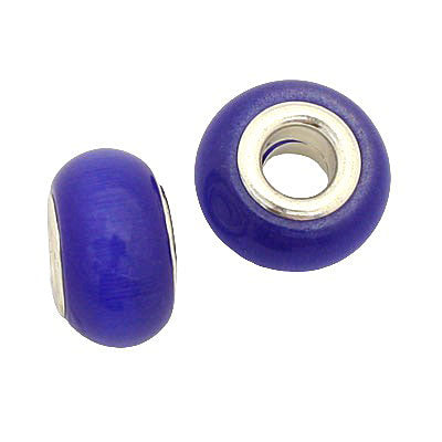 14 MM WITH (5 MM HOLE) LARGE HOLE BEADS - ROYAL BLUE - 4 PCS