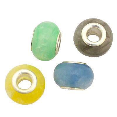 14 MM WITH (5 MM HOLE) LARGE HOLE BEADS - PASTEL MIX - 8 PCS