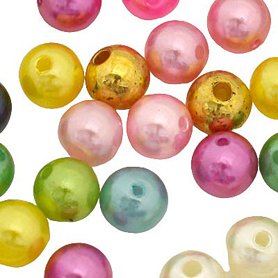 10 MM ROUND PEARL BEADS - MIX COLOURS - 20 PCS