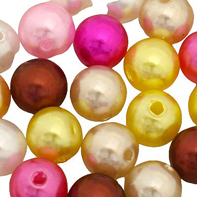 12 MM ROUND PEARL BEADS - MIX COLOURS - 10 PCS