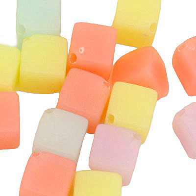 10 MM CUBE BEADS - MIX COLOURS - 15 PCS