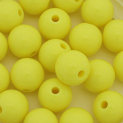 12 MM ROUND BEADS - OPAQUE YELLOW - 20 PCS