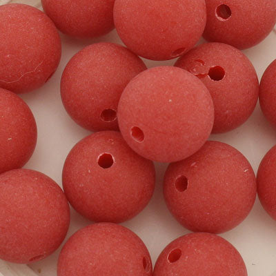 14 MM ROUND BEADS - OPAQUE RED - 15 PCS