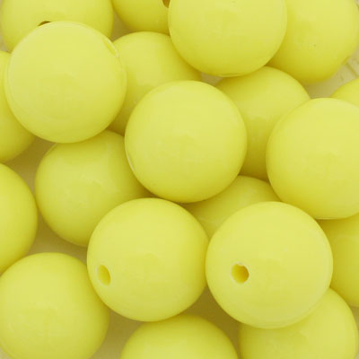 14 MM ROUND BEADS - OPAQUE YELLOW - 20 PCS
