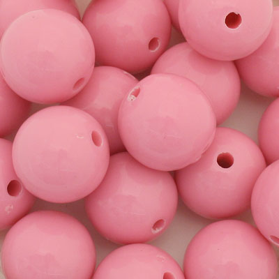 14 MM ROUND BEADS - OPAQUE PINK - 20 PCS