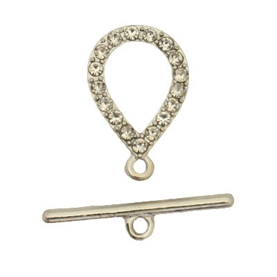 25 MM SILVER DIAMANTE TOGGLE - 1 SET