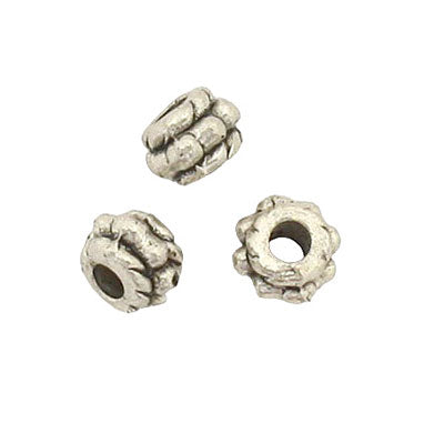 5 X 3.8 MM SILVER BEADS - APPROX 50 PCS
