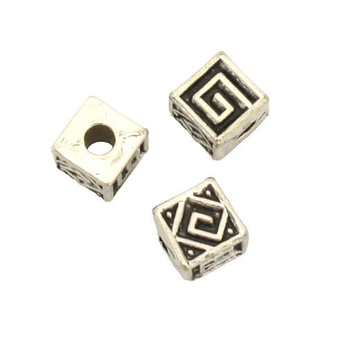 5.5 MM SILVER CUBE BEADS - 20 PCS