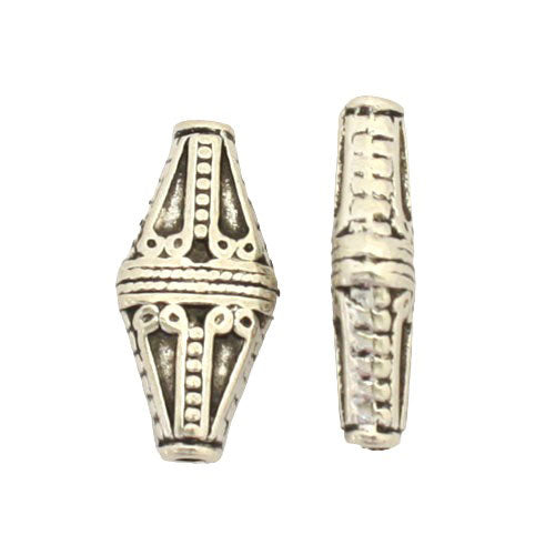 22 X 10 MM SILVER BEADS - 4 PCS