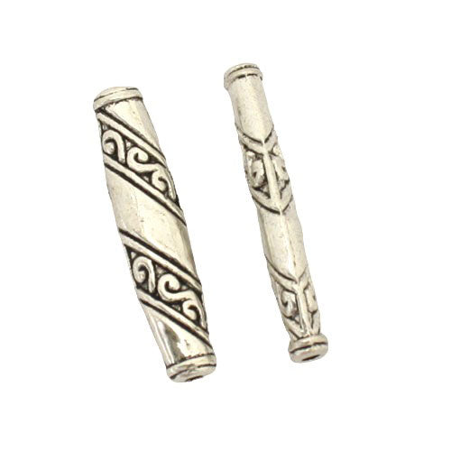 26 X 6 MM SILVER BEADS - 10 PCS