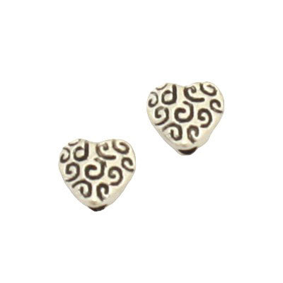 6 MM SILVER HEART BEADS - APPROX 40 PCS