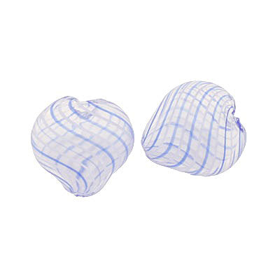 18 MM GLASS HOLLOW HEART BEAD CLEAR - BLUE - 1 PCS
