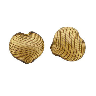 18 MM GLASS HOLLOW HEART BEAD TOPAZ - 1 PCS