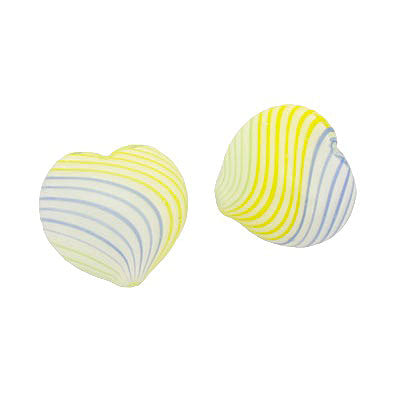 18 MM GLASS HOLLOW HEART BEAD WHITE - BLUE - YELLOW - GREEN - 1 PCS