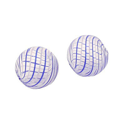 14 MM GLASS HOLLOW ROUND BEAD CLEAR - BLUE - 1 PCS