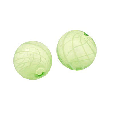 15 MM GLASS HOLLOW ROUND BEAD GREEN - 1 PCS