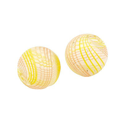 14 MM GLASS HOLLOW ROUND BEAD CLEAR - ORANGE - YELLOW - 1 PCS